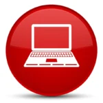 laptop icon special red round button isolated abstract illustration 105884763